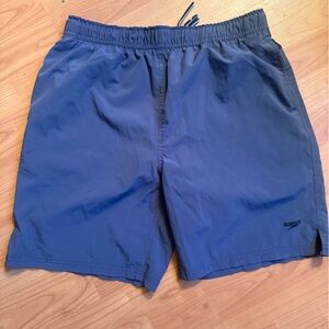 Speedo Tech Volley Swim Shorts, Blue, Size M 32/34, UPF 50+, Liner, 3 Pockets